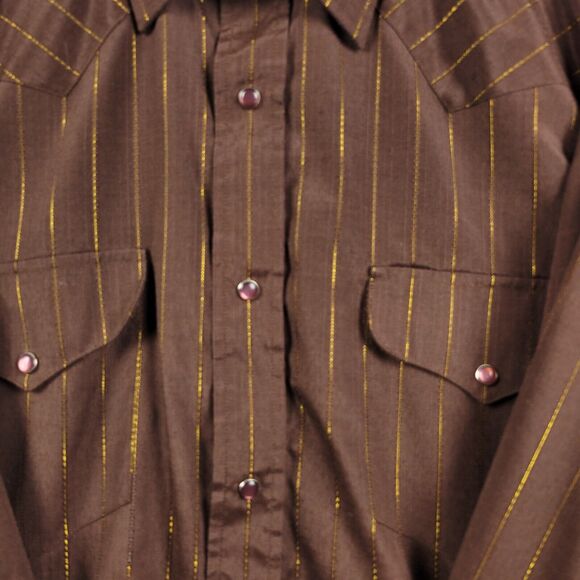 Panhandle Slim Brown Metallic Striped LS Pearl Snap Western Shirt Men's 16.5 34 - Picture 6 of 13